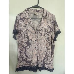 Soma Paisley Pajama Set Size M | Button Top + Cropped Pants | Soft Lounge Set